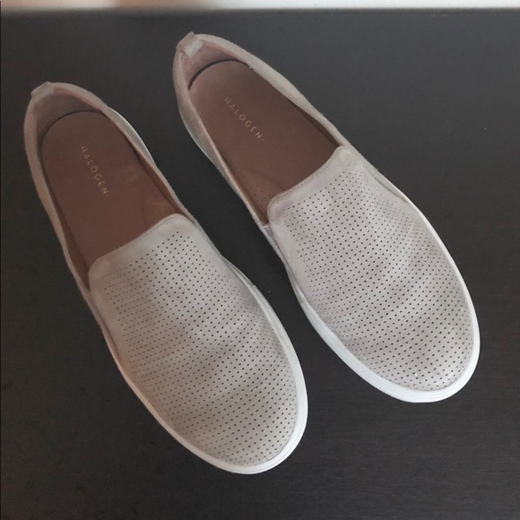 Halogen Shoes - Halogen Gray Leather Suede Slip-on Sneakers